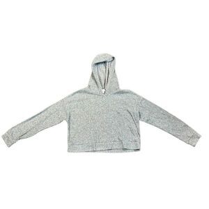 Adrienne Vittadini Sport Gray Long Sleeve Short Shirt Hooded Medium